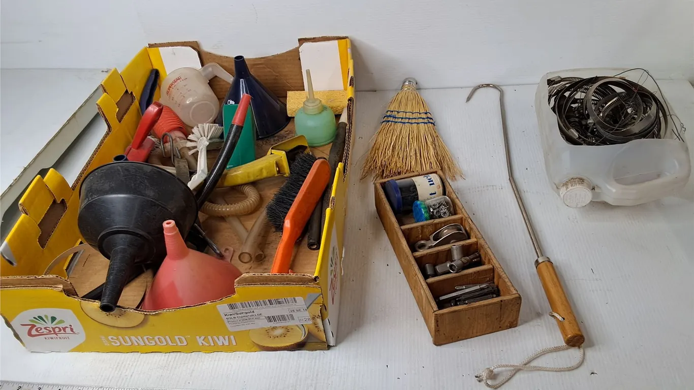 Funnels, Hose Clamps, Fire Poker, Misc.
