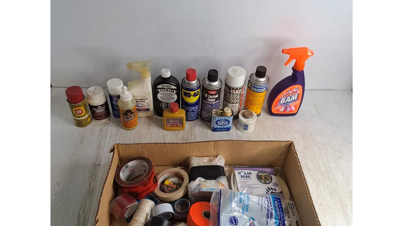 Assorted Partial Chemicals, Tapes & Weather Stripping - Cannot Ship