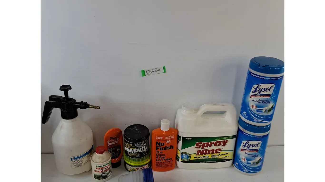 Assorted Cleaners, Disinfecting Wipes, Polish, (1) Handheld Sprayer, All As-Is No Shipping