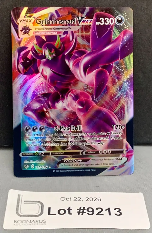 Pokemon - Grimmsnarl VMAX Full Art Holo Card Mint Authenticity Not Guaranteed