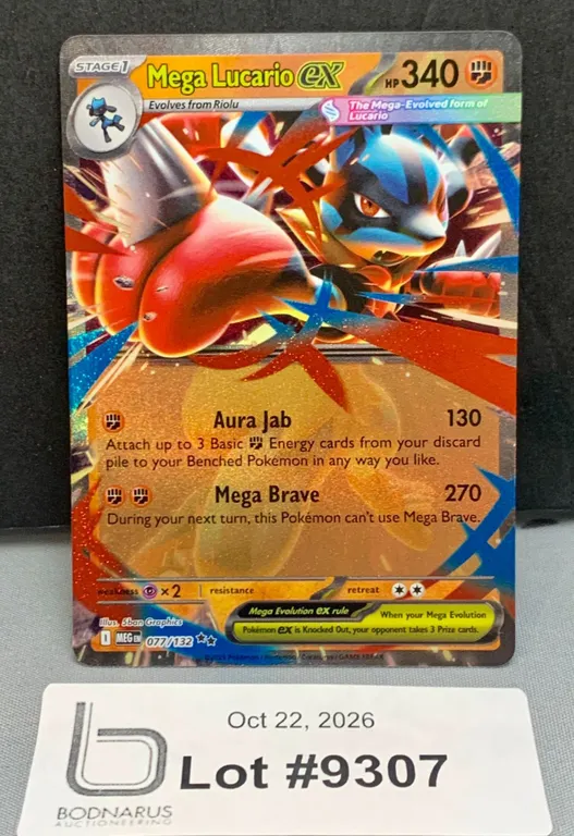 Pokemon - Mega Lucario ex Holo Card Mint Authentic