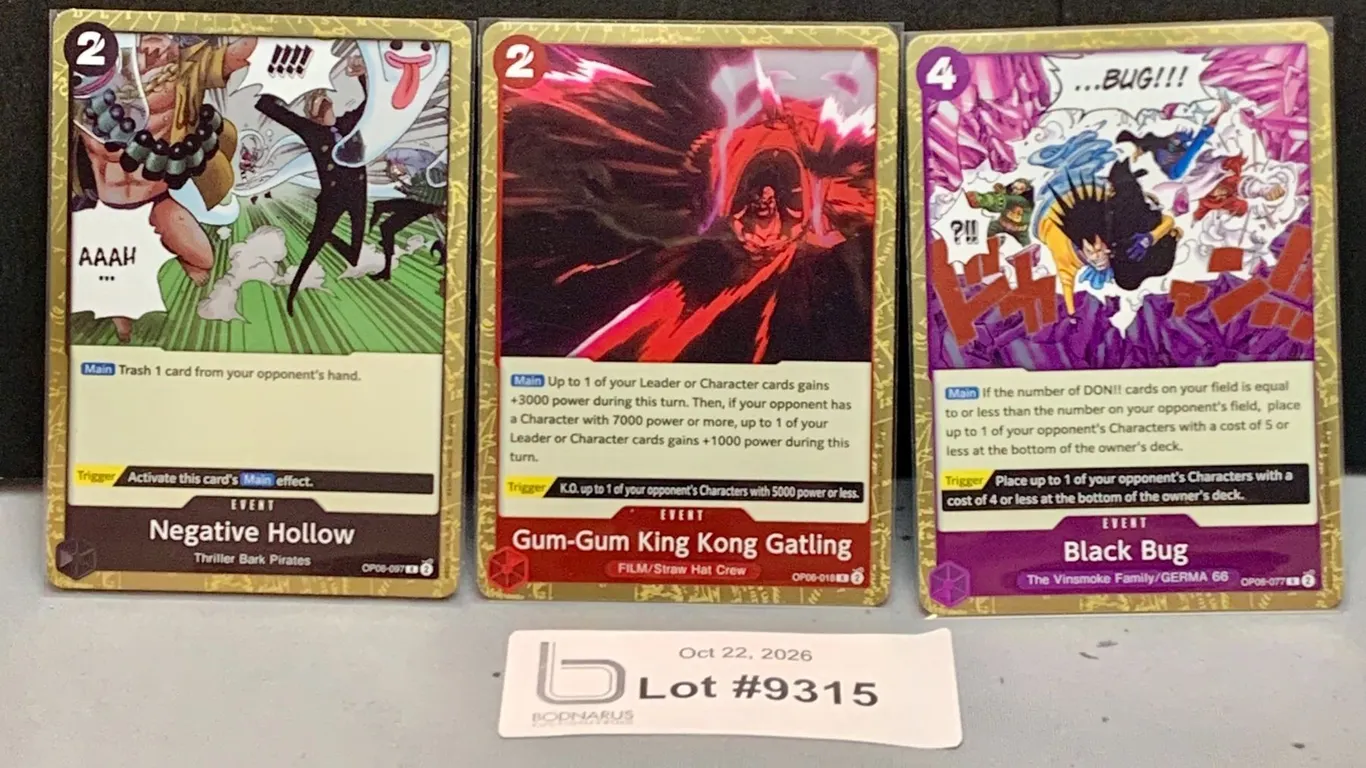 (3) ONE PIECE - Gold Foil Cards Mint Authentic