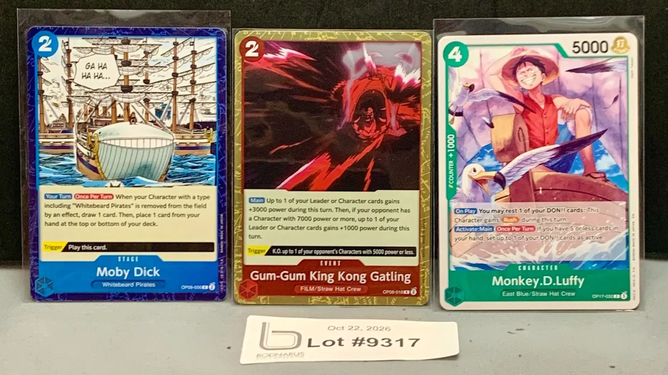 (3) ONE PIECE - 2 x Gold Foil & 1 x Regular Cards Mint Authentic