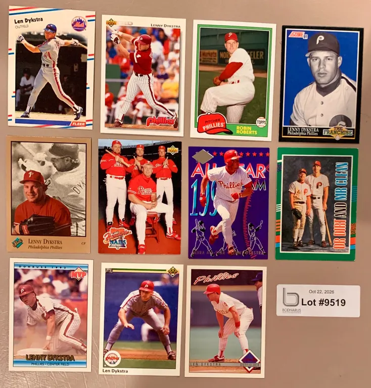 (11) MLB Baseball - Lot of Len Dykstra (Other Players) Cards NRMINT - MINT Authentic