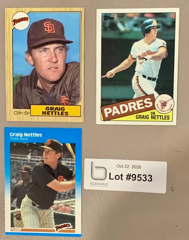 (3) MLB Baseball - Craig Nettles Vintage Cards NRMINT - MINT Authentic