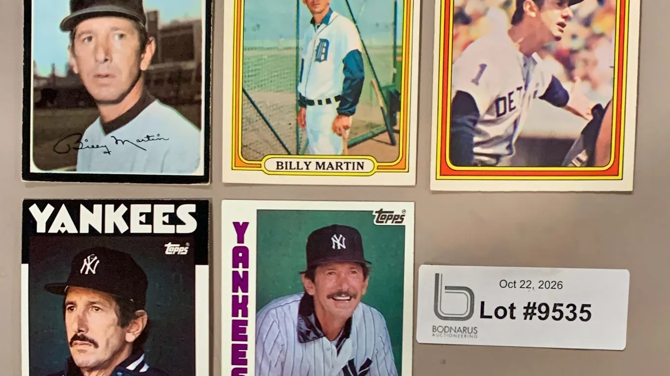 (5) MLB Baseball - Billy Martin Yankees Vintage Cards NRMINT - MINT Authentic