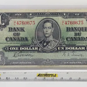Bank of Canada $1 Bill 1937 : Gordon/Towers #UL4760675