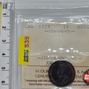 Canada One Cent 1929 (ICCS Cert : AU50)