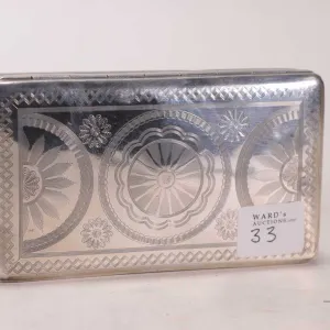 Antique Dutch silver box with gold washed interior and engraved decorative top, possibly .833 fine s