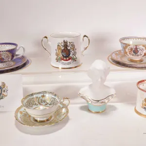Selection of bone china royalty ware including Paragon Queen Elizabeth Coronation cup and saucer plu