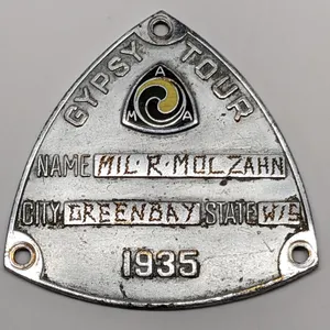 1935 AMA AMERICAN MOTORCYCLE ASSOCIATION GYPSY TOUR EMBLEM BADGE