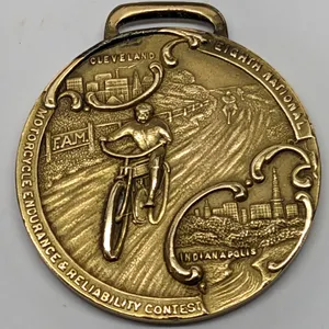 1909 WATCH FOB BADGE EIGHTH NATIONAL MOTORCYCLE ENDURANCE & RELIABILITY CONTEST CLEVELND OHIO & INDIANAPOLIS INDIANA