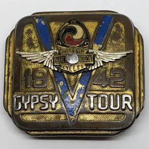 1942 AMA AMERICAN MOTORCYCLE ASSOCIATION GYPSY TOUR BELT BUCKLE (CUSTOM HARLEY DAVIDSON)