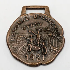 1921 NATIONAL MOTORCYCLE GYPSY TOUR WATCH FOB BADGE