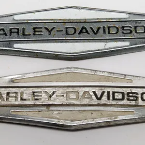 2 DIFFERENT 1960'S - 70'S HARLEY DAVIDSON MOTORCYCLE GAS TANK EMBLEMS