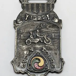1927 NATIONAL MOTORCYCLE GYPSY TOUR WATCH FOB BADGE