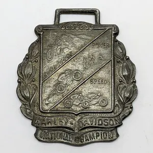 HARLEY DAVIDSON MOTORCYCLE NATIONAL CHAMPION WATCH FOB BADGE