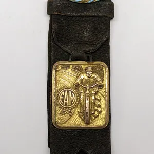 1914 F.A.M. CHICAGO TO ST LOUIS NATIONAL MOTORCYCLE ENDURANCE CONTEST WATCH FOB BADGE (GOLD FILLED)