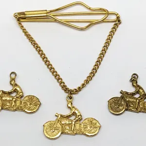 1939 MOTORCYCLE GYPSY TOUR TIE CLIP & 2 PENDANTS