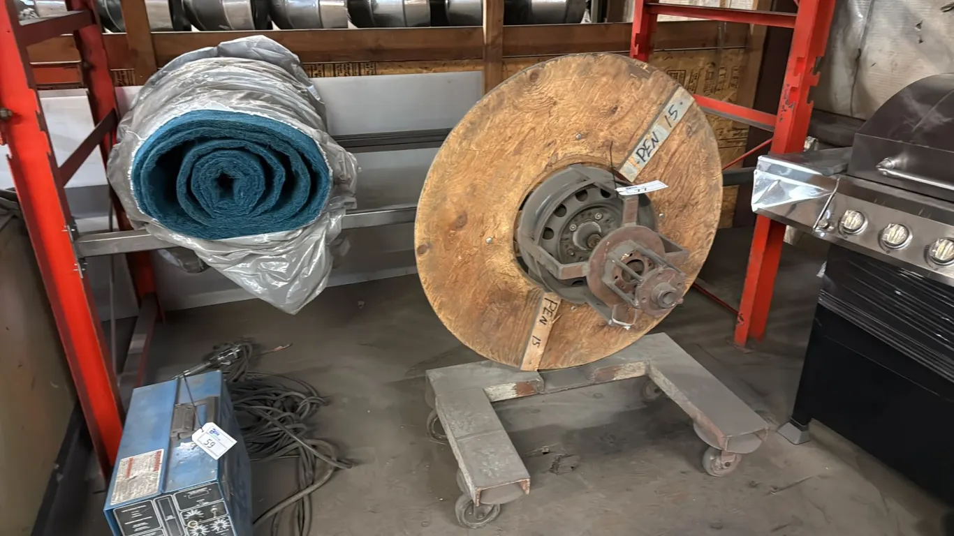 CUSTOM MADE MOBILE HEAVY DUTY SPOOL REEL & ROLL OF FILTER MESH MATERIAL
