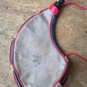 Leather Kidney Bean Shaped Water Pouch Made In Spain Vintage