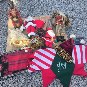 Christmas Decorations: Santas, Tree Scurt, Table Runner, Angel Tree Topper & Misc