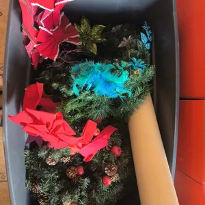 Christmas Wreaths & Misc Items Comes With Storage Bin