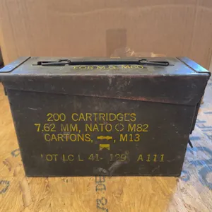 Vintage 7.62 NATO M60 Machine Gun M13 Link Ammo Box Empty Can