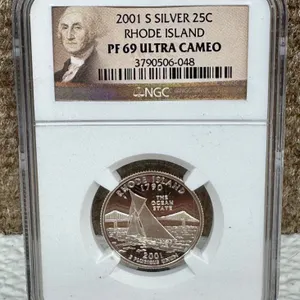 2001 S Silver Rhode Island 25C PF69 Ultra Cameo