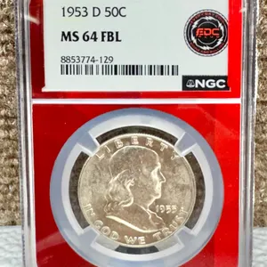 1953 D Franklin Half Dollar MS 64 FBL NGC