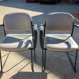 Lot of 2: Gray Upholstered Guest Armchairs