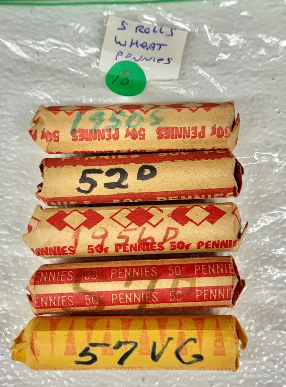 5 Rolls Wheat Pennies Mixed Dates
