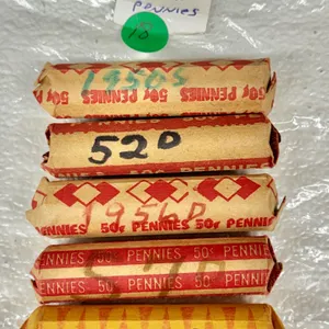 5 Rolls Wheat Pennies Mixed Dates