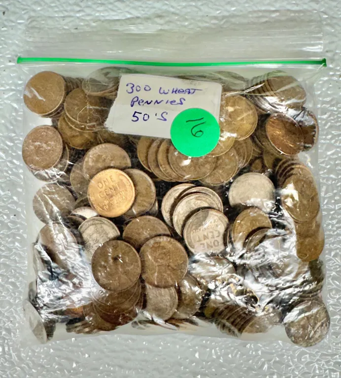 Bag of 300 Wheat Pennies 1950s Era