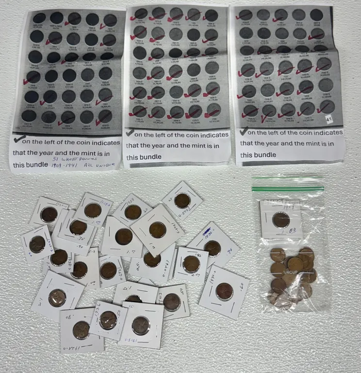 51 Unique Wheat Pennies 1909-1941 Assorted Mints