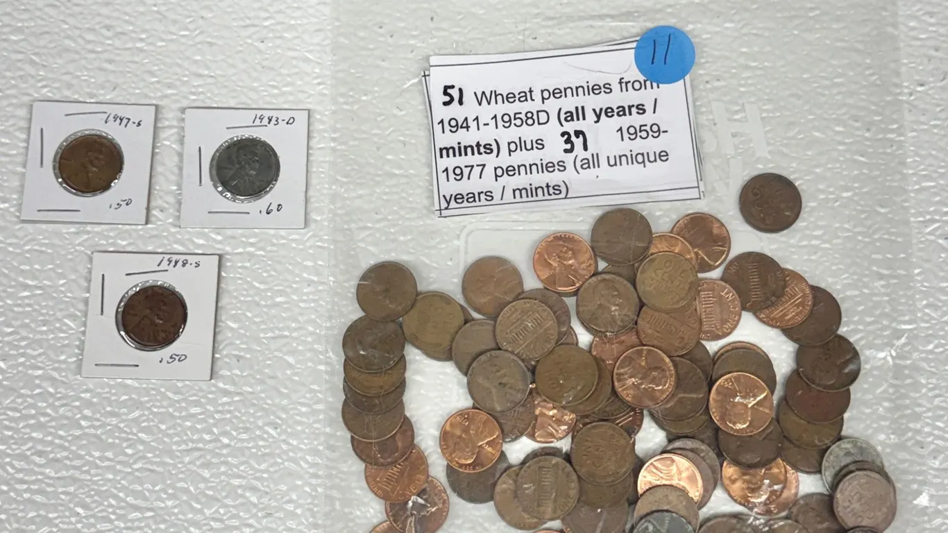 Wheat Pennies 1941-1958D, 1943-D, 1947-S