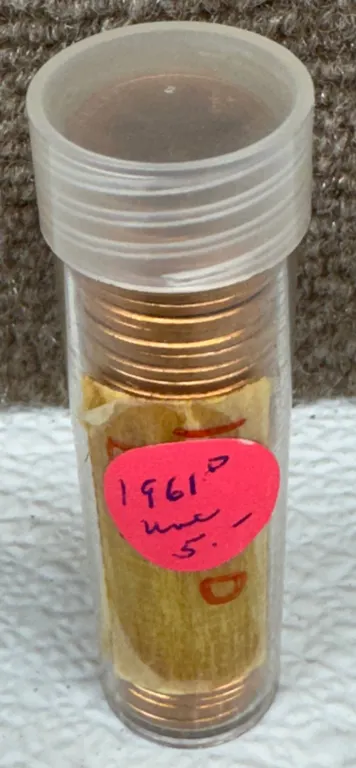 Tube of 1961-D Lincoln Wheat Cents Uncirculated