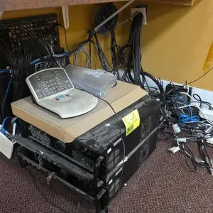 OpenEye surveillance DVR system package. Includes (2) rackmount DVR units with keys, a CCTV keyboard controller, and an assortment of ceiling dome and
