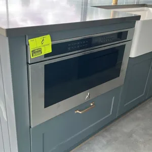 2023 JennAir JMDFS30HL02 undercounter microwave drawer. Features stainless steel front panel and digital touch controls. 30"W. S/N: FSC0904614. Electr