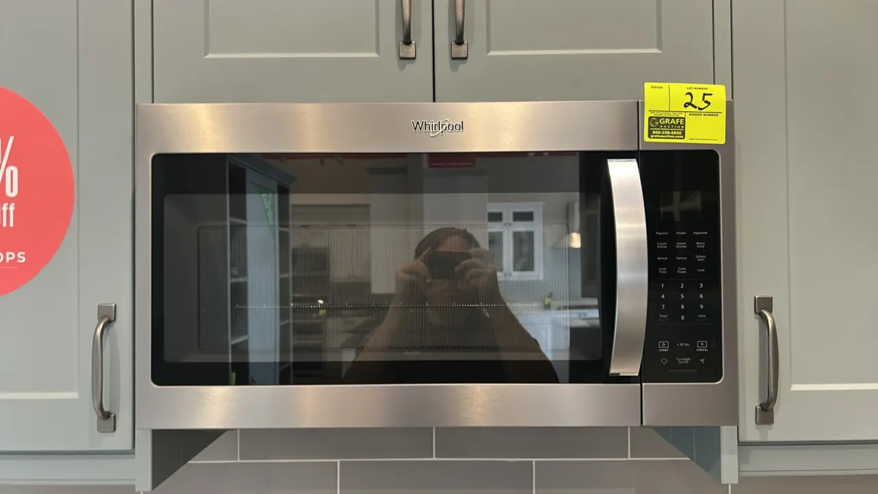 2023 Whirlpool WMH32519HZ07 over-the-range microwave oven. Features stainless steel exterior, electronic touch controls, glass turntable, and interior