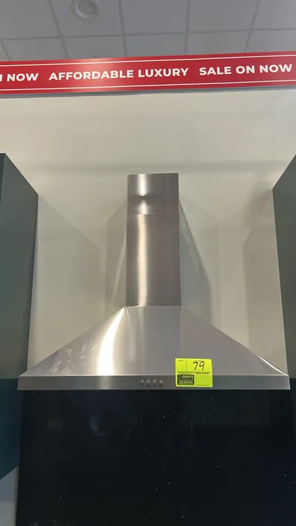 Whirlpool WVW53UC0LS 30" chimney wall-mount range hood. Features stainless steel construction, push-button controls, integrated LED lighting, and chim