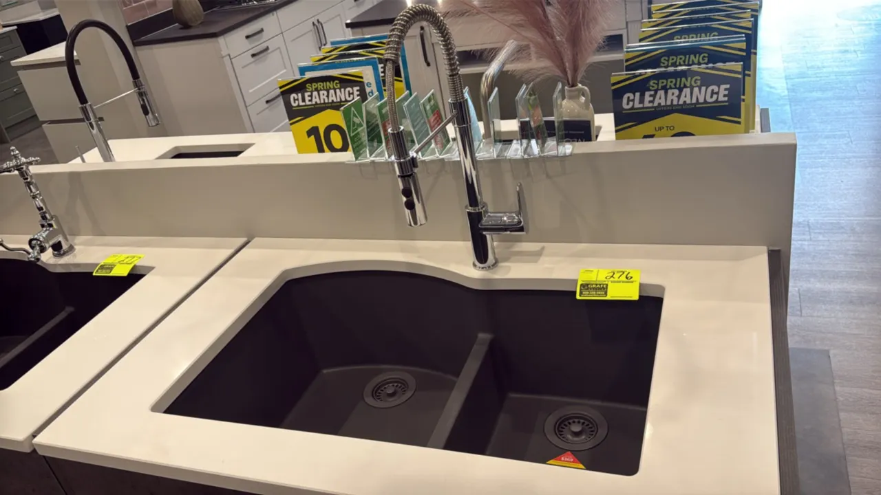 Blanco 33" 2-bowl 60/40 composite kitchen sink in concrete gray finish. Features dual-mount installation, double-basin design, matching basket straine
