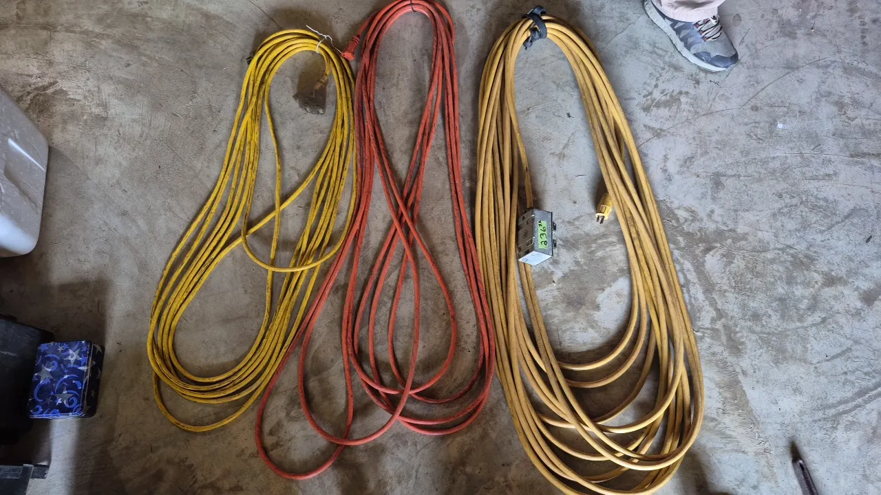THREE HEAVY DUTY EXTENSION CORDS