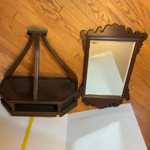 Vintage Wall Hanging Shelf with Mirror