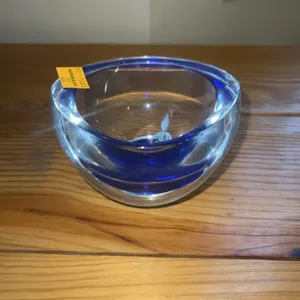 Fenton Clear and Cobalt Blue Glass Bowl