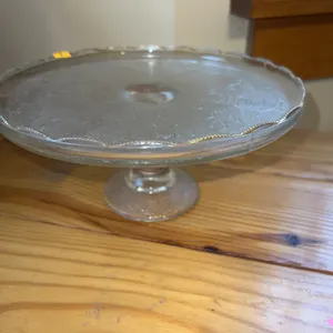 Clear Glass Decorative Pedestal Cake Plate