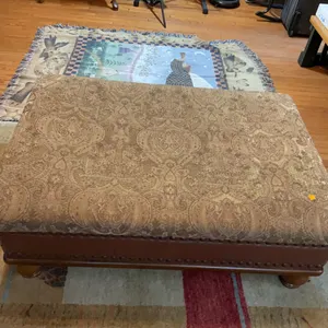 Vintage Wooden Upholstered Coffee Table/Ottoman