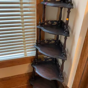 Vintage Wooden 5 Tier Corner Shelf