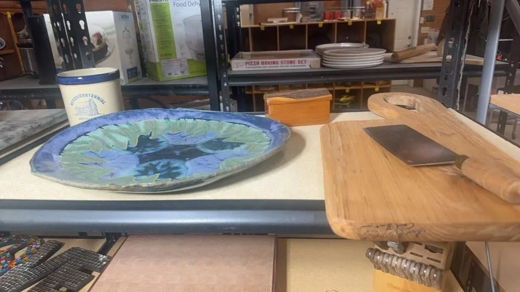 SUSAN DEMAY POTTERY AND MISC KITCHEN ITEMS
