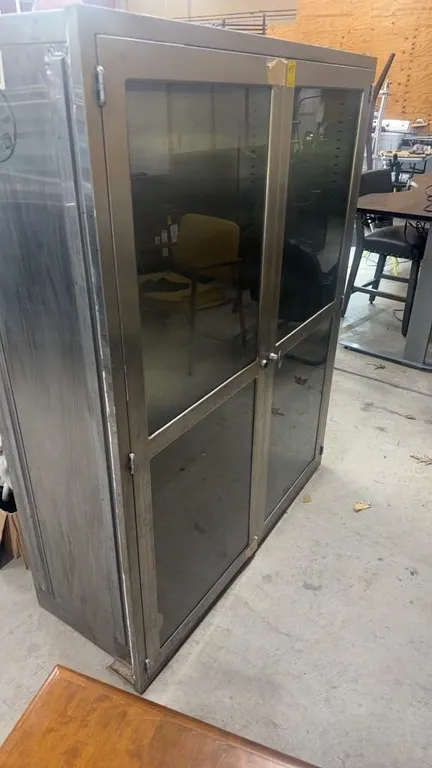 STAINLESS STEEL CABINET WITH GLASS DOORS